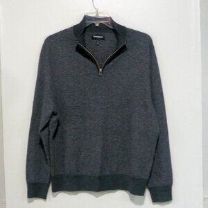 BONOBOS FINE MERINO WOOL 1/4 ZIP SWEATER LARGE SLIM FIT